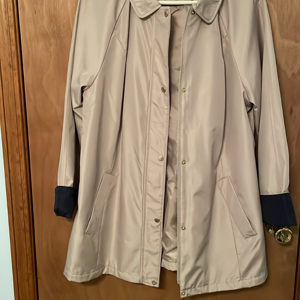 Zip Front Lightly Lined Raincoat With Removable H… - image 5